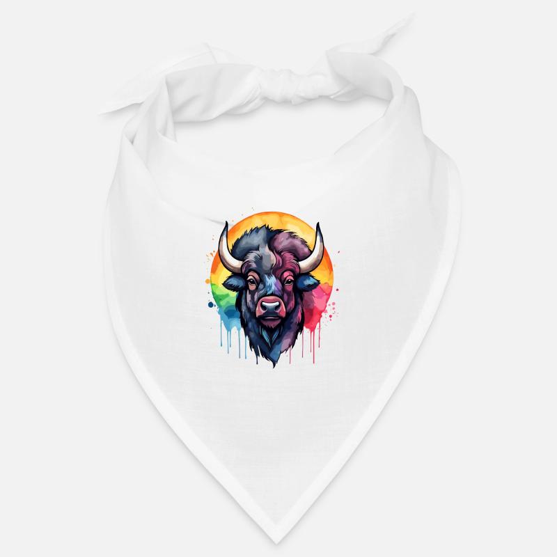 Bison, Animal, Cool, À Couper Le Souffle, Aquarelle Colorée Bandana