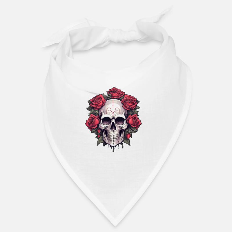 Crâne gothique et Roses Art graphique Bandana