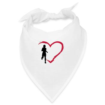 Laufen, Läuferin und Herz - Bandana - Weiß - Vorne