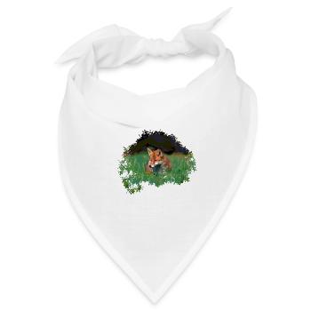 wunderschöner Rotfuchs - Fuchs in Wiese - Bandana - Weiß - Vorne