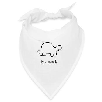 Ich liebe Tiere Schildkröte Tier Symbol Motiv - Bandana - Weiß - Vorne
