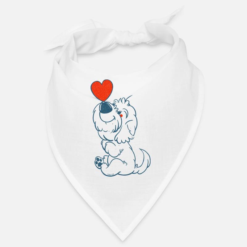 cockapoo Thor with heart in blue line drawing Bandana