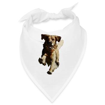 springender rennender Hund - Bandana - Weiß - Vorne