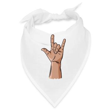 Teufelshörner / Rock'n'Roll / Metall Handgeste - Bandana - Weiß - Vorne