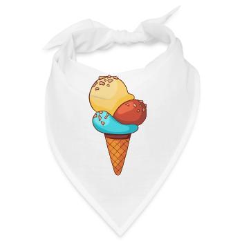 Eis Speiseeis Eiskrem Eiscreme Kugeleis Eisbecher - Bandana - Weiß - Vorne