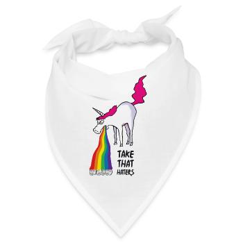 Einhorn kotzt Regenbogen - haters - Bandana - Weiß - Vorne