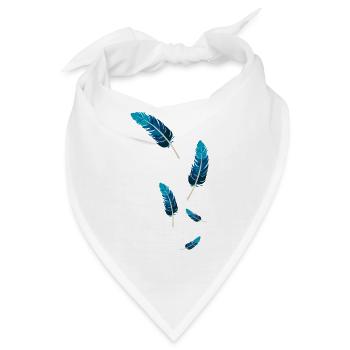 Blaue Federn - Bandana - Weiß - Vorne