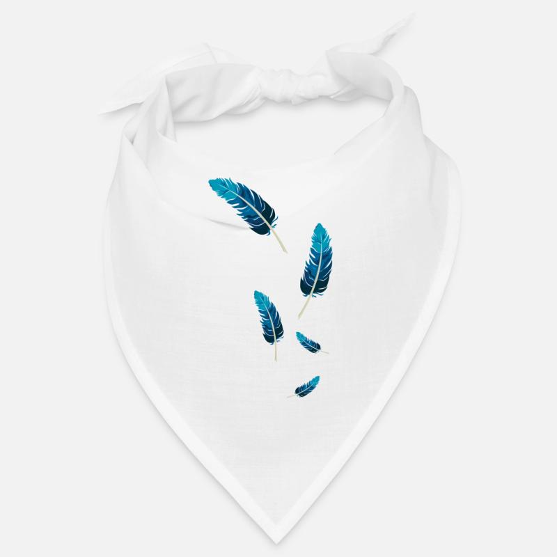 Blaue Federn - Bandana - Weiß