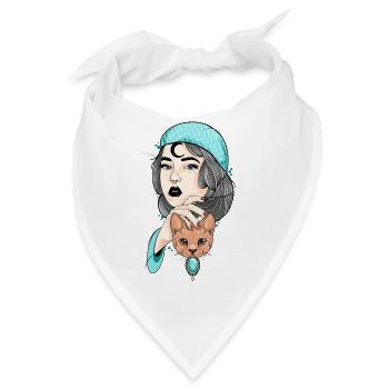 Katzenfrau - Bandana - Weiß - Vorne