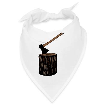 Axt und Baumstamm - Bandana - Weiß - Vorne