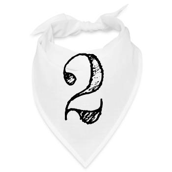 Ziffer 2 Zwei - Nummer 2 (hand-drawn) - Bandana - Weiß - Vorne