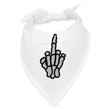 Mittelfinger Knochen Hand zeigen - Bandana - Weiß - Vorne
