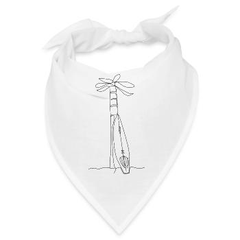 Surfen - Surfbrett und Palme gezeichnet Shirt - Bandana - Weiß - Vorne