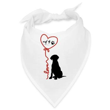 Herz auf 4 Pfoten - Hund und Luftballon - Bandana - Weiß - Vorne