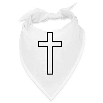 Kreuz mit Umrandung - Bandana - Weiß - Vorne