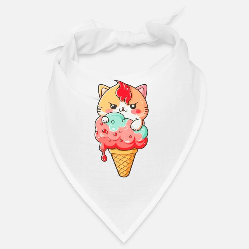 Mignon chat imprimé crème glacée Bandana