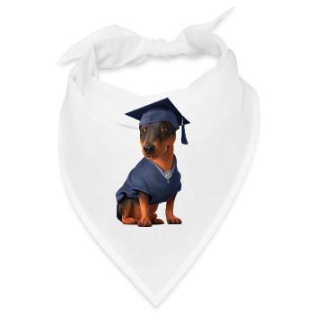 Bachelor Dobermann Schulabschluss Studium Hunde - Bandana - Weiß - Vorne