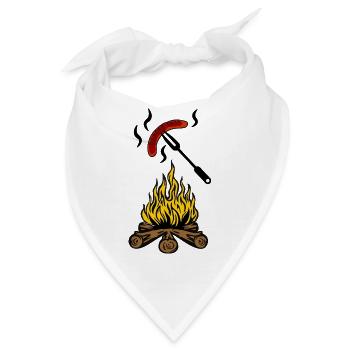 Lagerfeuer mit Bratwurst - Bandana - Weiß - Vorne