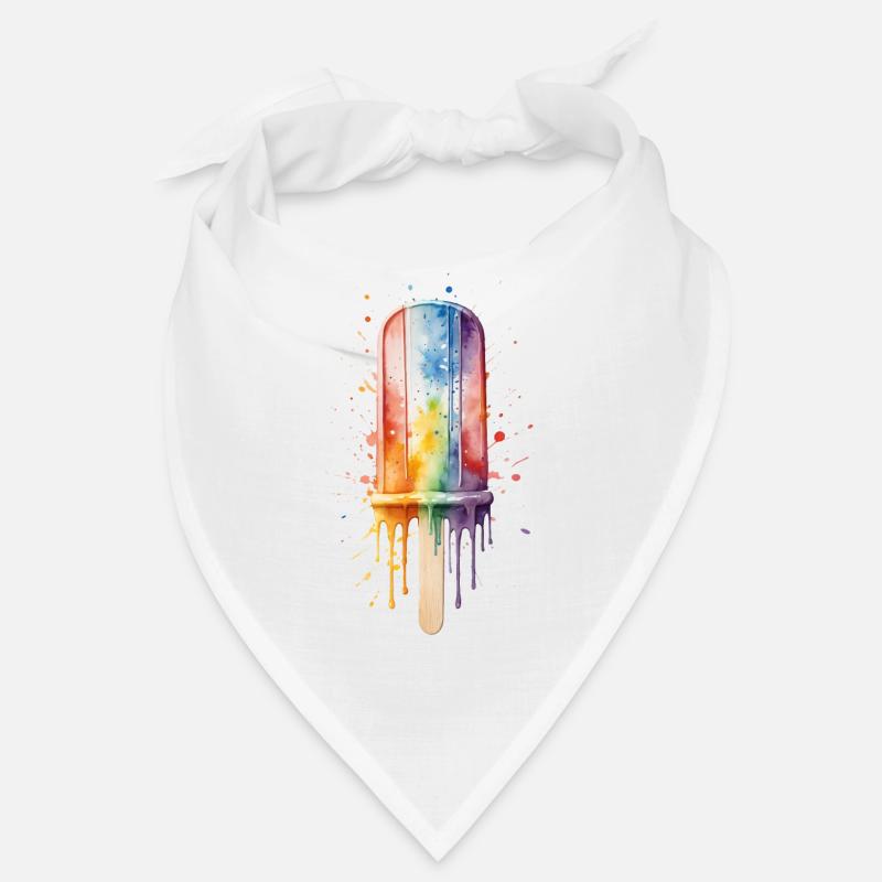 Regenbogen-Eis am Stiel mit Sommerspaß Bandana