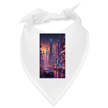 Futuristische Stadtlandschaft bei Nacht - Bandana - Weiß - Vorne