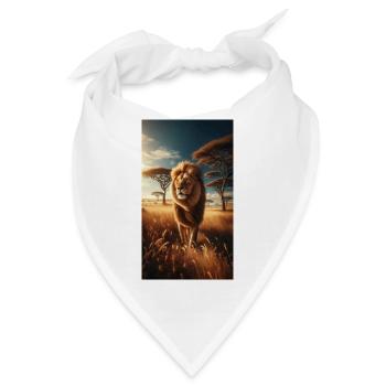 Löwe in der Savanne - Bandana - Weiß - Vorne