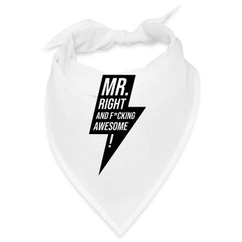 Mr Right Junggeselle Design Geschenk - Bandana - Weiß - Vorne