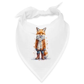 Kuscheliger Fuchs im Winter - Aquarell - Bandana - Weiß - Vorne