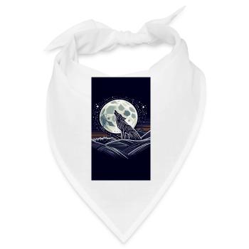Geometrischer Wolf unter dem Mond - Bandana - Weiß - Vorne
