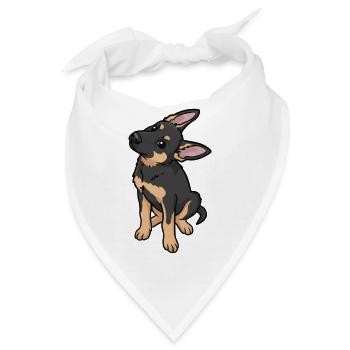 Schäferhund, Karikatur, Zuneigung - Bandana - Weiß - Vorne
