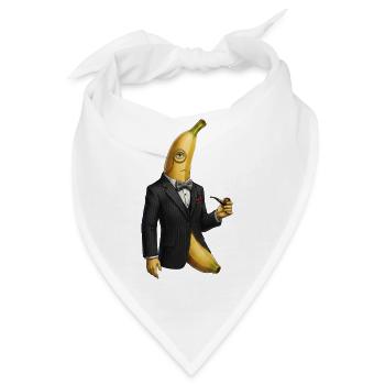 Elegante Banane mit Smoking und Monokel - Bandana - Weiß - Vorne