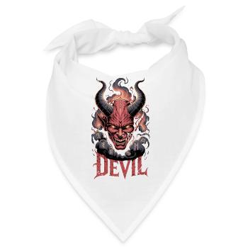  Devil Dämonischer Kopf Mit Hörnern Flammen Runen - Bandana - Weiß - Vorne