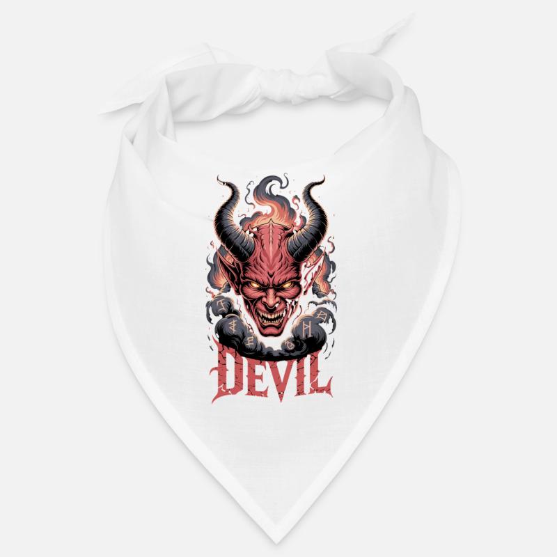  Devil Dämonischer Kopf Mit Hörnern Flammen Runen Bandana