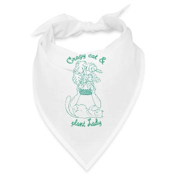 Crazy Cat & Plant Lady – Lustiges Katzen & Pflanze - Bandana - Weiß - Vorne