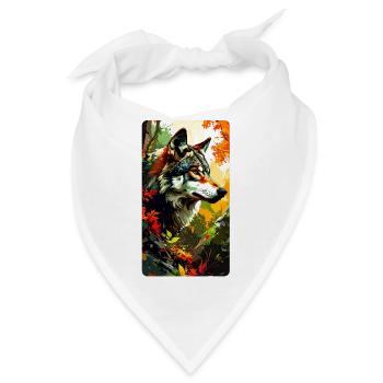 Wolf im Herbst (Blick nach Rechts) - Bandana - Weiß - Vorne