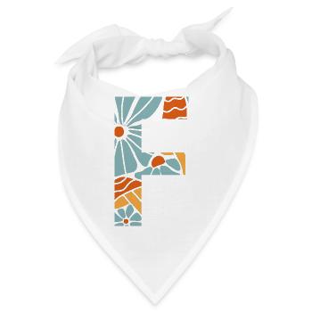 Buchstabe f groovige Blumen Geschenkidee - Bandana - Weiß - Vorne