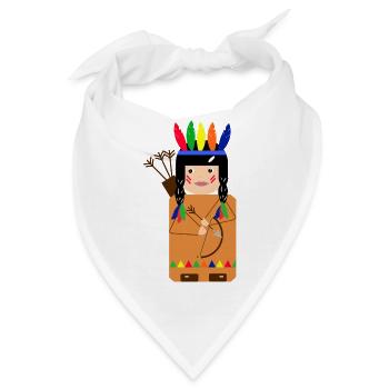 Kleiner indianischer gefiederter Krieger - Bandana - Weiß - Vorne