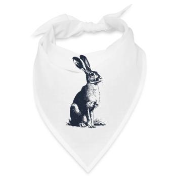 Vintage Hase | Detailreiche Gravur Waldtier Motiv - Bandana - Weiß - Vorne