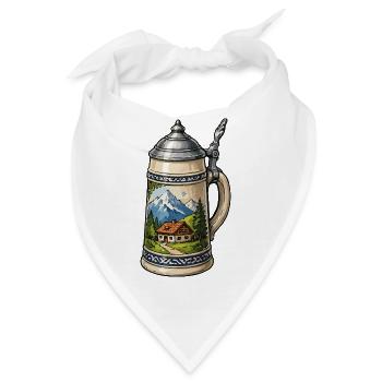 Alpenhütte im Bierkrug - Bandana - Weiß - Vorne