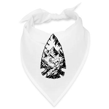 Berglandschaft Hirsch Linienkunst - Bandana - Weiß - Vorne