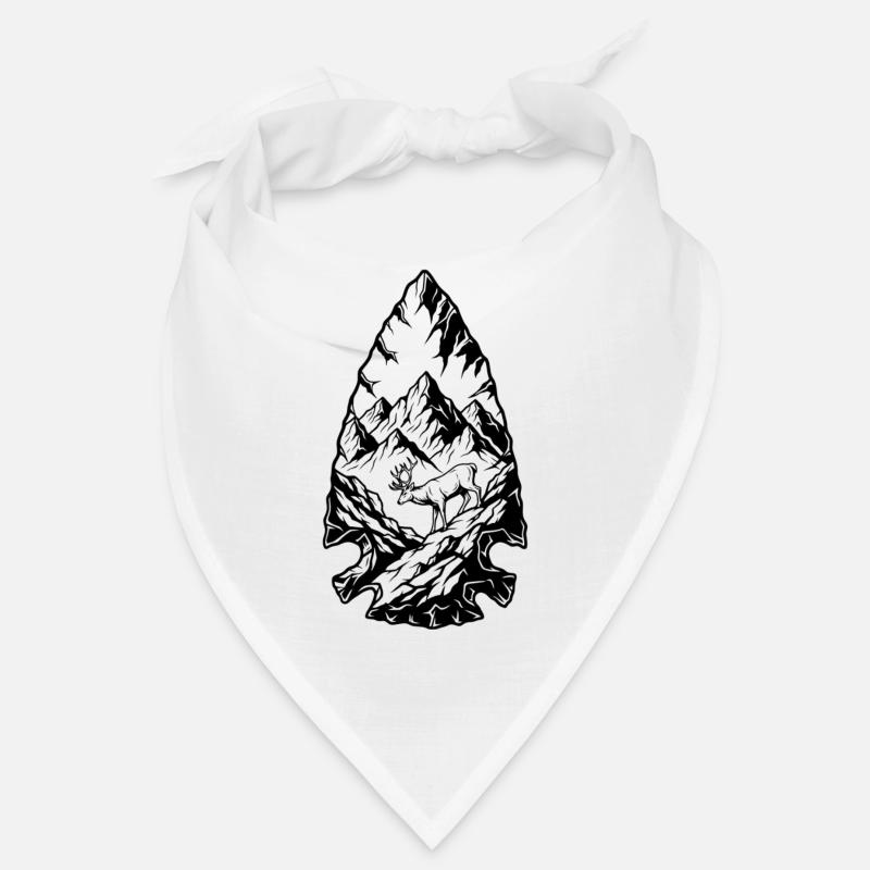 Mountain Landscape Deer Line Art Bandana