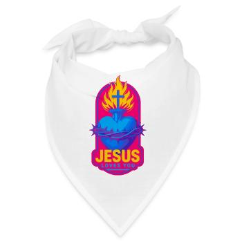Sacred Heart Jesus Neon - Bandana - Weiß - Vorne