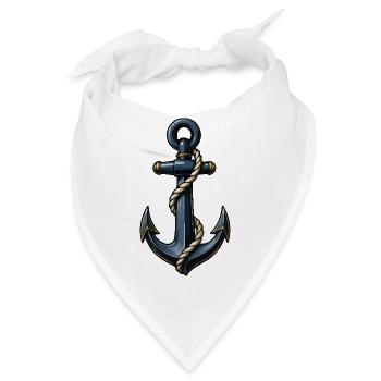 Maritimes Anker-Tau Motiv - Bandana - Weiß - Vorne
