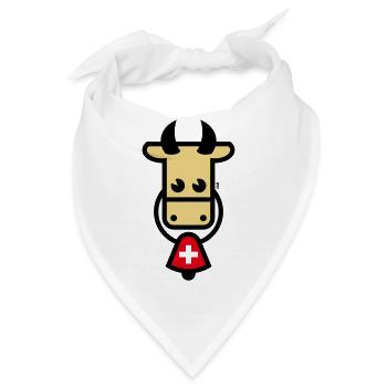 Schweizer Kuh Mit Glocke (Schweiz / Fahne / 3C) - Bandana - Weiß - Vorne