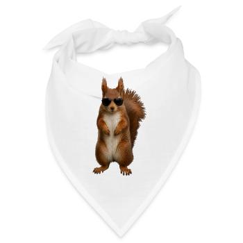 Lustiges Eichhörnchen mit Sonnenbrille - Bandana - Weiß - Vorne