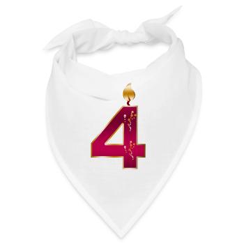 Kerze zum vierten Geburtstag - Bandana - Weiß - Vorne