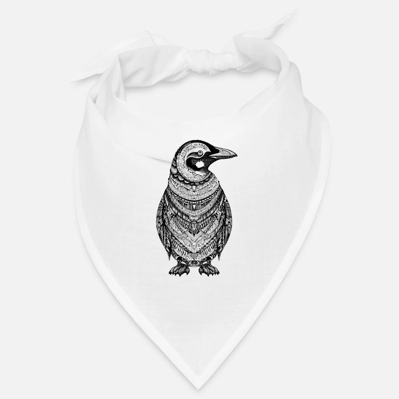 Cool penguin with boho ethno patterns in black Bandana