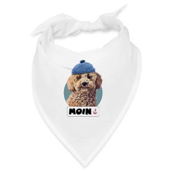 Hund Pudel Pepe Matrosenmütze Moin Nordsee Hamburg - Bandana - Weiß - Vorne