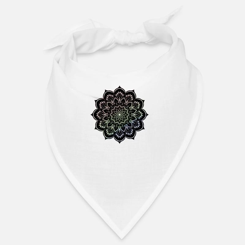 Mandala. Bunt. Regenbogenfarben. - Bandana - Weiß