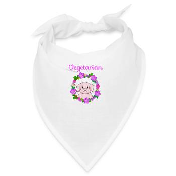Vegetarian, cute pig design - Bandana - Weiß - Vorne
