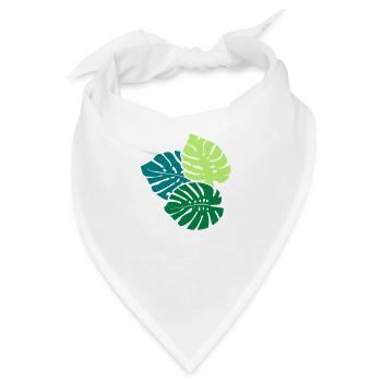 Drei Monstera Blätter / Three Monstera Leaves (3c) - Bandana - Weiß - Vorne